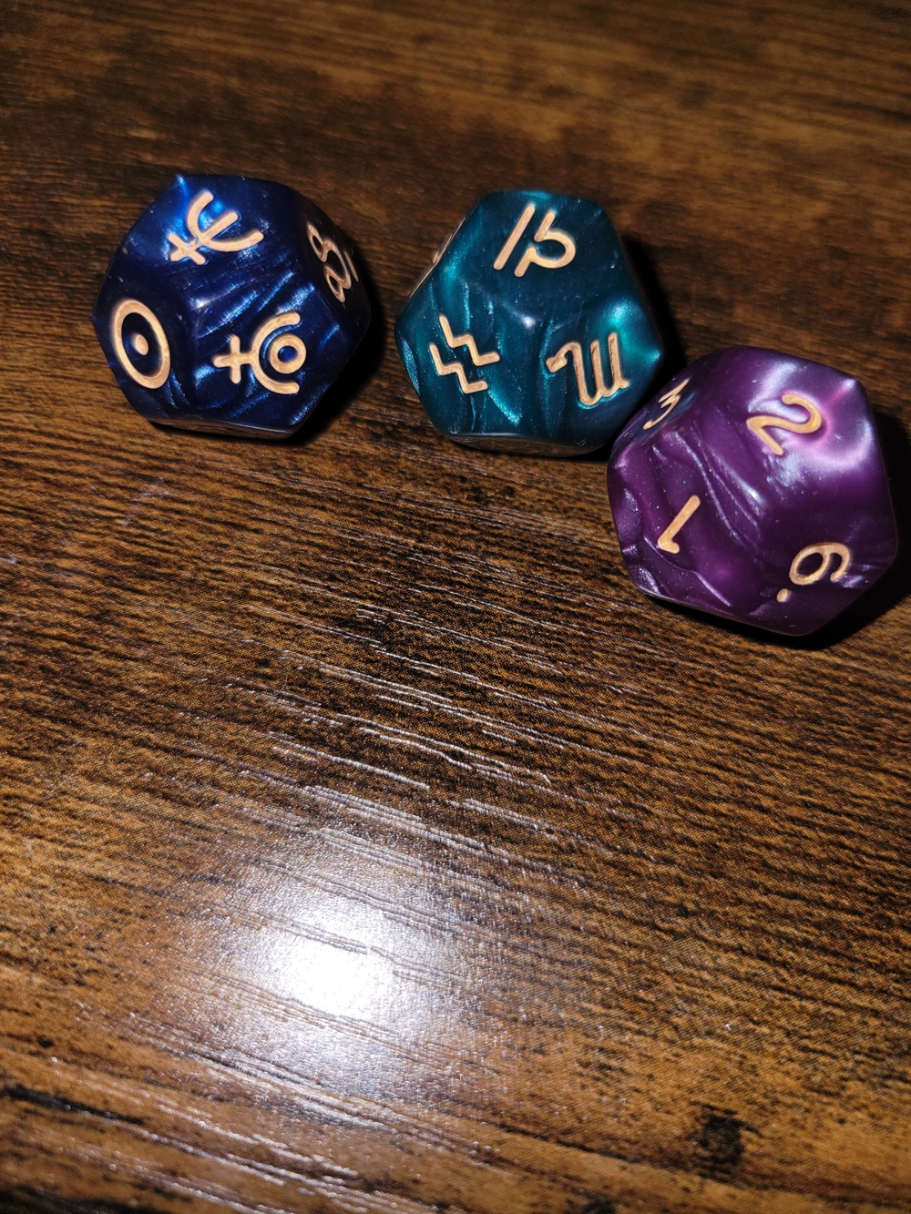 Polyhedral Zodiac D20 Dice Set - Blue, Teal & Purple